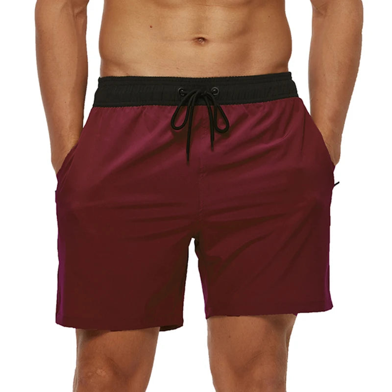 Datifer Brand 2026 Summer Mens Shorts Solid Polyester Gym Traje De Baño Hombre Breathable Mesh Liner Side Pockets Sport Swimwear