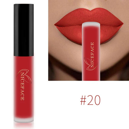 NICEFACE Nude Matte Liquid Lipsticks Waterproof Long Lasting Lip Gloss Sexy Red Velvet Lip Tint Women Makeup Cosmetics Batom
