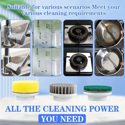 OLOEY 5 in 1 Electric Cleaning Brush Multifunctional Kitchen Bathroom Toilet Portable Powerful Clean Brush 5 Brush Heads LED