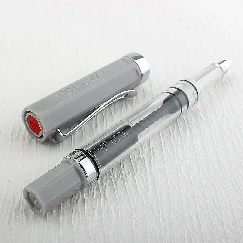 High Quality 3059 Piston Fountain Pen Resin Transparent Ink Pen EF/F Nib 0.38/0.5mm Fountain Pen Business Gif