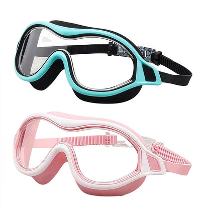 2PCS Large Frame Swimming Goggles Adult High-Definition Anti Fog Electroplated For Women Men  Silicone Anti Uv Goggles