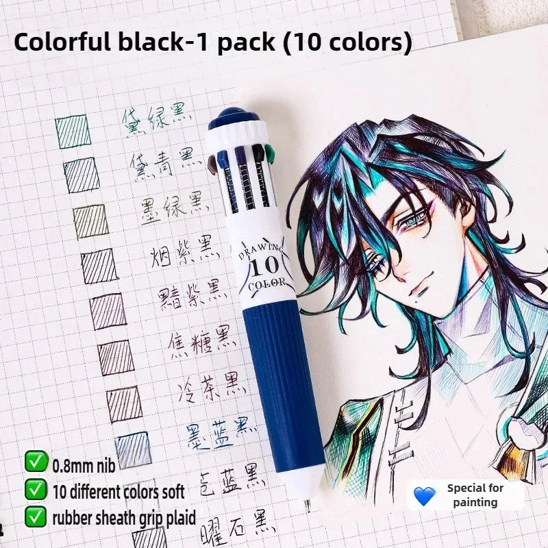 Languo 120 Color Ballpoint Pen 0.8mm Cartoon Soft Grip Press Multicolor Writing Pen for Drawing Overlay School Office Supplies
