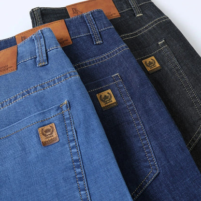 Summer Lyocell Men's Jeans Breathable Thin Casual Straight Stretch Business Work Denim Trousers Classic Fashion Brand Clothing