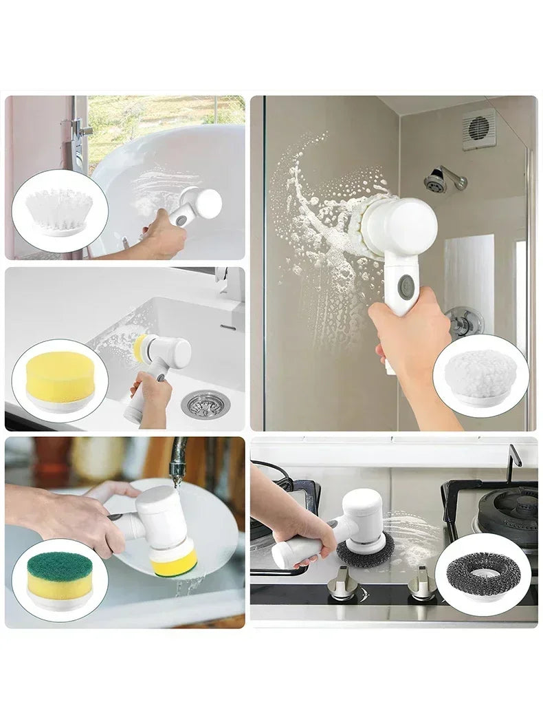 2025 Cordless Electric Spin Scrubber - 5 Brush Heads, IPX7 Waterproof, Rechargeable Bathroom Cleaner for Tile/Shower/Grout