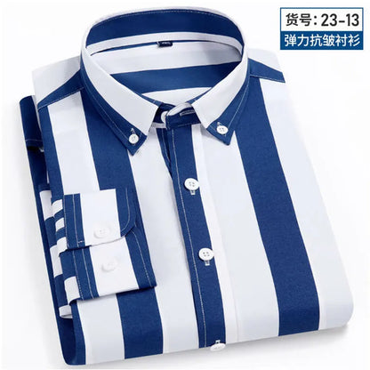 New men's shirt long sleeve spring and summer thin business casual wear fashion breathable slim print high quality plaid