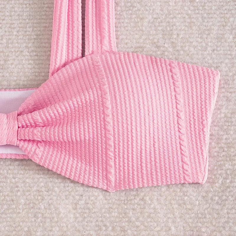 Sexy Knitted Lace Bikini Set Women's Swimsuit Two-Piece Ensemble Separate Top And Bottoms Fashionable Poolside Attire