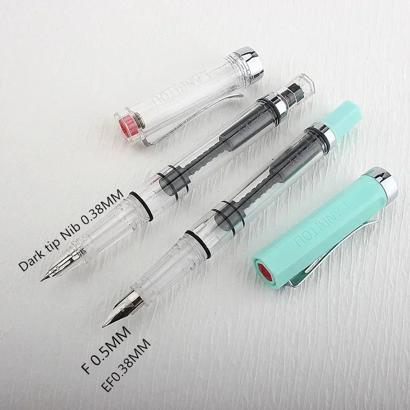 High Quality 3059 Piston Fountain Pen Resin Transparent Ink Pen EF/F Nib 0.38/0.5mm Fountain Pen Business Gif