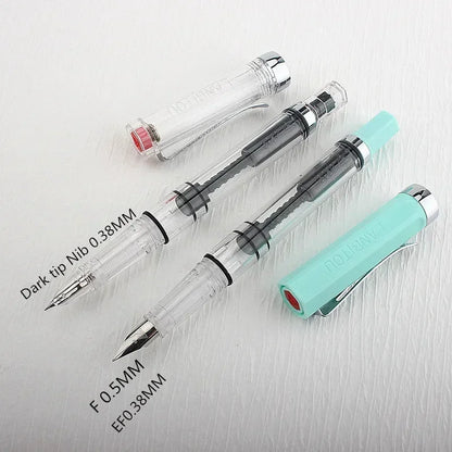 High Quality 3059 Piston Fountain Pen Resin Transparent Ink Pen EF/F Nib 0.38/0.5mm Fountain Pen Business Gif
