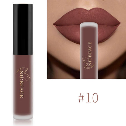 NICEFACE Nude Matte Liquid Lipsticks Waterproof Long Lasting Lip Gloss Sexy Red Velvet Lip Tint Women Makeup Cosmetics Batom