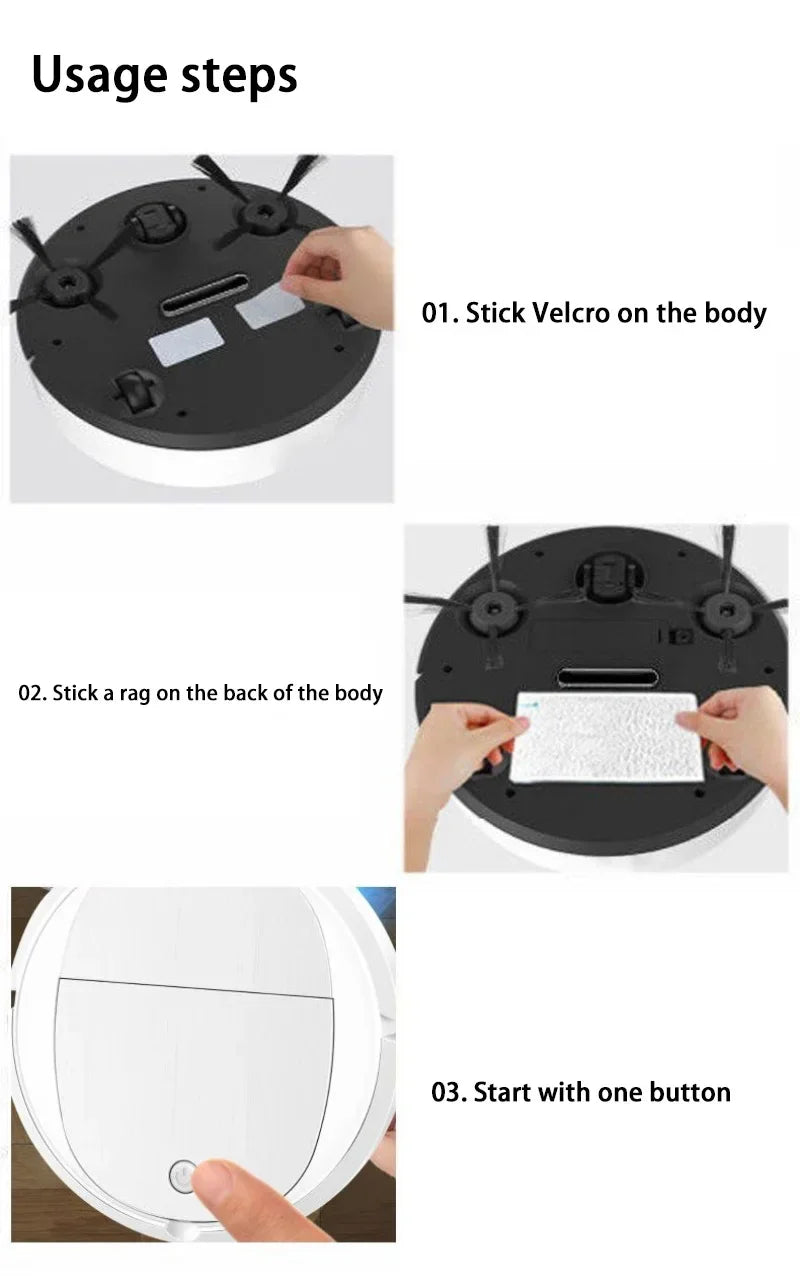 Long battery life Automatic Sweeping Robot Portable Mini Home Vacuum Cleaner USB Rechargeable Wet Dry 3-in-1 Sweeping Machine