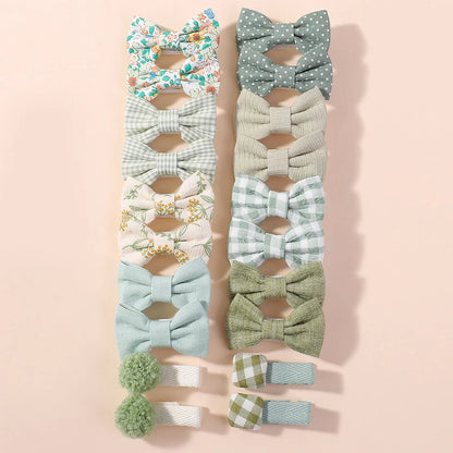 20pcs/set Lovely Kids Bows Hair Clips for Girls Barrette Boutique Full Coverage Fabric Children's Headwear Baby Hair Accessories