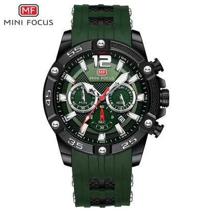 MINI FOCUS Multifunctional Sports Quartz Watch Mens Watches Waterproof Chronograph Wrist Watch with Date Luminous Hands 0349G