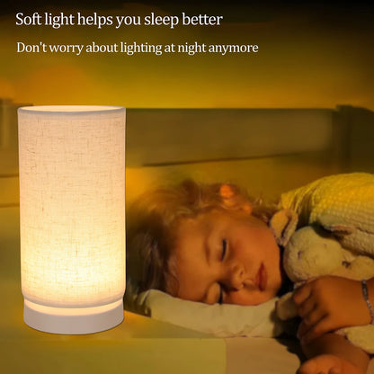 Fabric cylinder desk lamp linen lampshade LED home lighting decoration desk lamp suitable for bedroom lighting