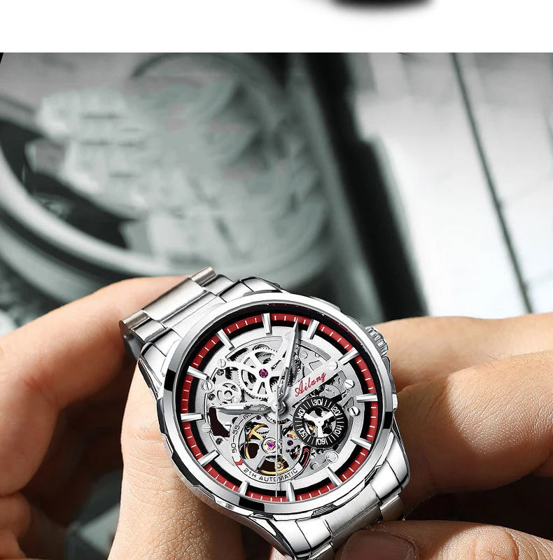 Unique Design AILANG Skeleton Dial Watch Men Luxury Brand Automatic Mechanical Men Watches relogio Waterproof