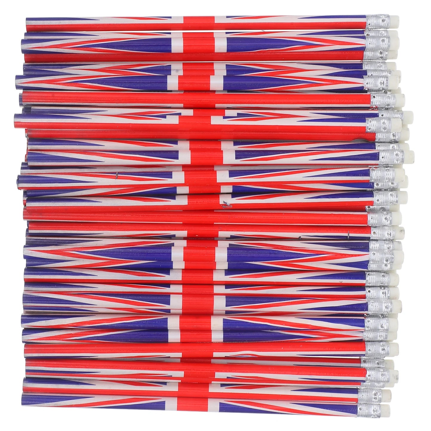 60 Pcs Colored Pattern Pencils England Flag Wooden Sketching Writing Drafting Bulk Solid Color Lead Pencils With Eraser School