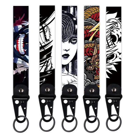 Anime Dragon Keychain For Car Motorcycle Cool Short Lanyard Wrist Strap Key Holder Cosplay Accessories Toys Gifts