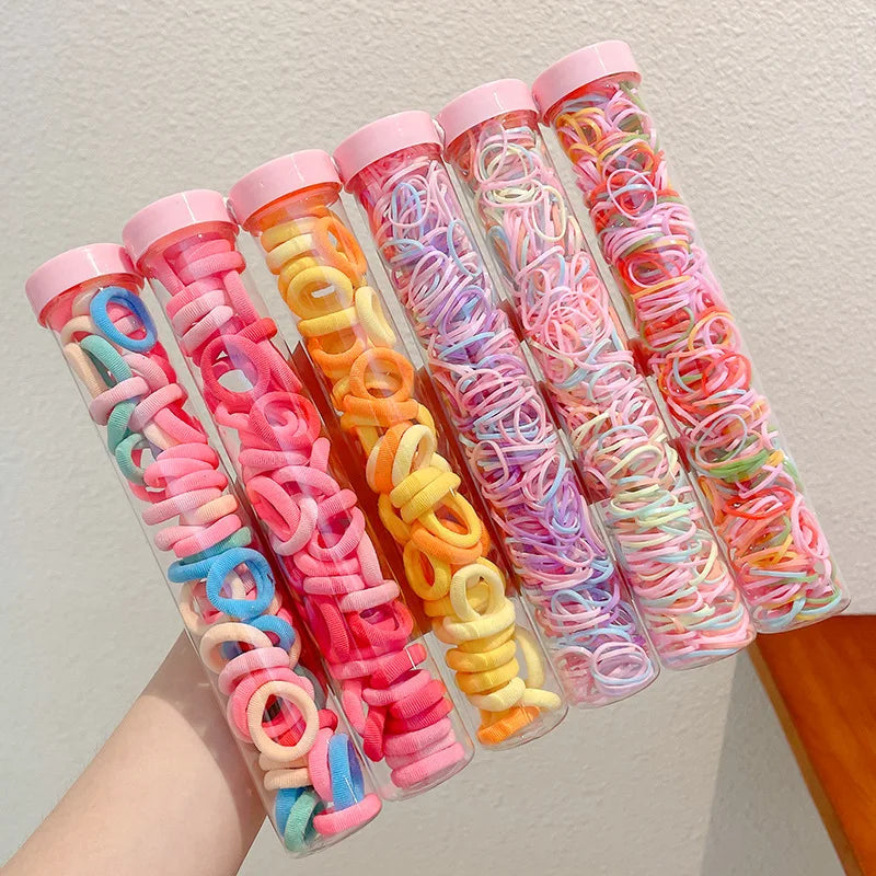 100 Piece/set Elastic Hair Bands Girls Baby Hair Accessories Child Hair Ring Head Rope Scrunchies Headwear Excluding Bottles