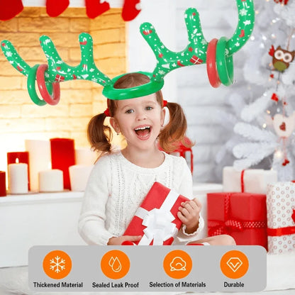 1/2/3pcs Inflatable Reindeer Antler Ring Toss Game Christmas Family Holiday Party Games Outdoor Indoor Ring Toss Xmas Gifts Toys
