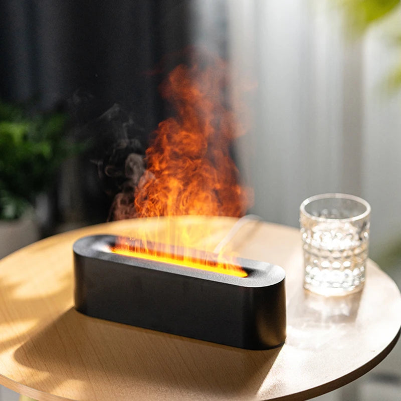 Simulated Flame Aromatherapy Diffuser USB Air Humidifier Desktop Purifier Supports Essential Oil Aroma Cool Mist Difusor