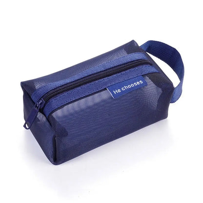 Fashion Cosmetic Bag Stationery Case Square Mesh Storage Pouch Mini Zipper Coin Purse Large Capacity Key Bags