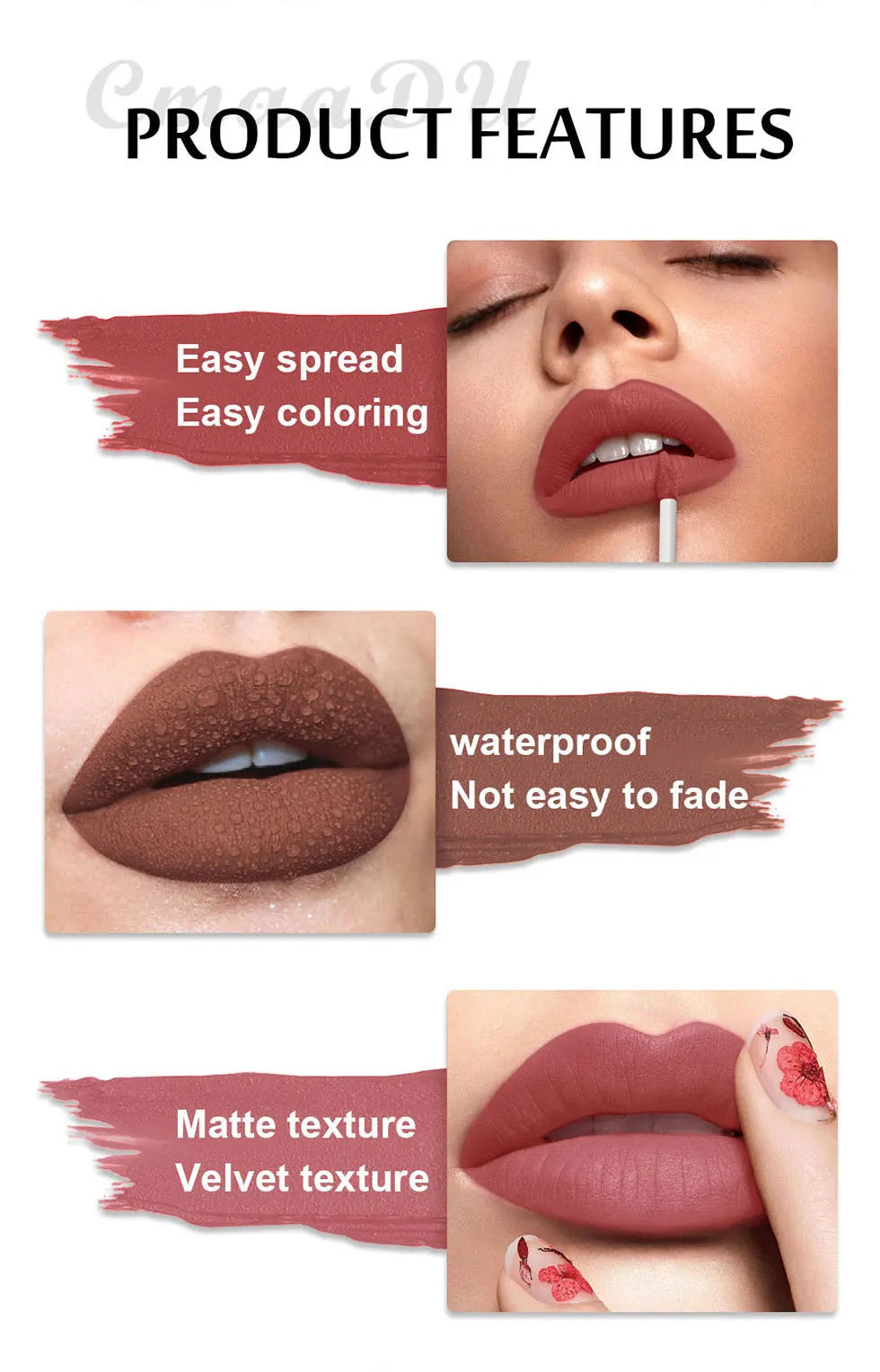 CmaaDu 12Color Long-Lasting Lip Sense Color Makeup Waterproof  Lipsticks Matte Velvet Lip Gloss