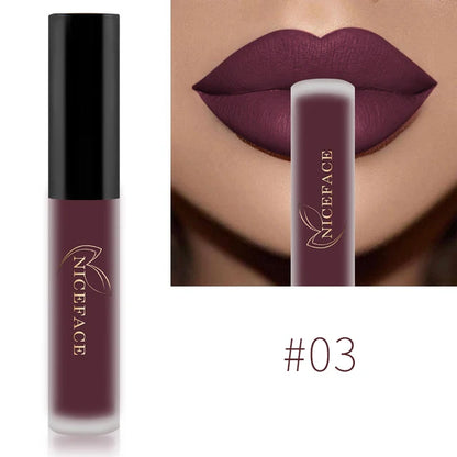 NICEFACE Nude Matte Liquid Lipsticks Waterproof Long Lasting Lip Gloss Sexy Red Velvet Lip Tint Women Makeup Cosmetics Batom