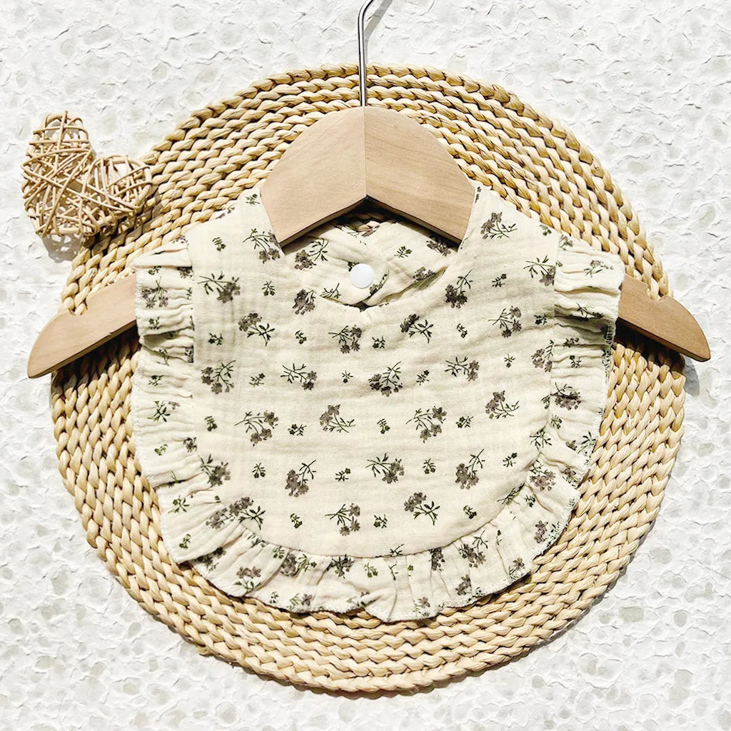 New Spring and Summer Baby Small Floral Bib, Girls' Gauze Ruffle Bib, Cute Baby Drool Towel