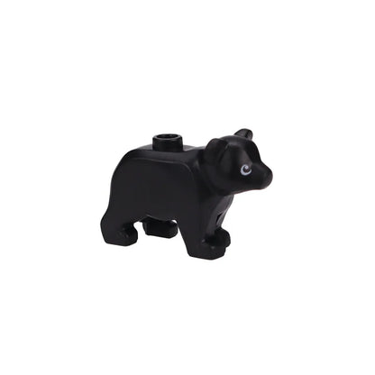 City Animal Zoo Farm Series Building Blocks Street View Panda Brown Bear Cat Pig Long Wool Sheep Cow Cattle Pet Bricks Toys Kids