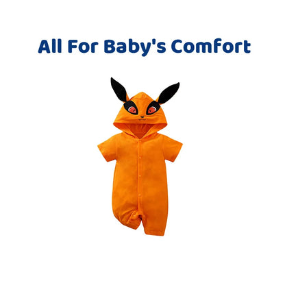 Summer Boys and Girls Cute Anime Fox Hat Cotton Comfortable Casual Short Sleeve Baby Bodysuit