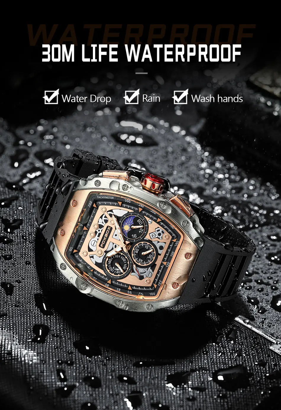 Relogio Masculino FOXBOX Men Watch LIGE Top Brand Luxury Military Square Watch Men Military Waterproof Quartz Watches For Men