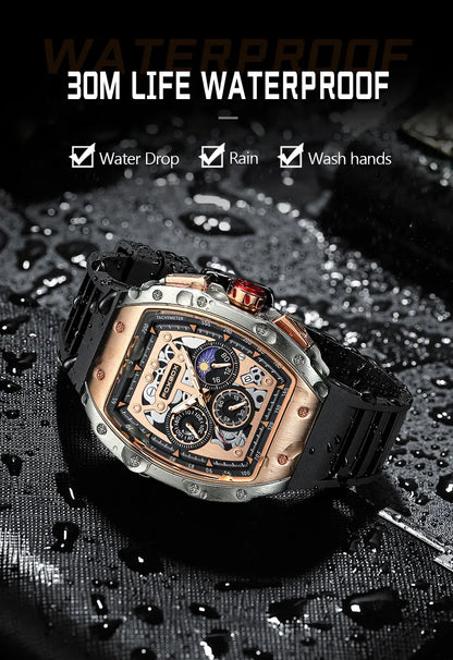 Relogio Masculino FOXBOX Men Watch LIGE Top Brand Luxury Military Square Watch Men Military Waterproof Quartz Watches For Men