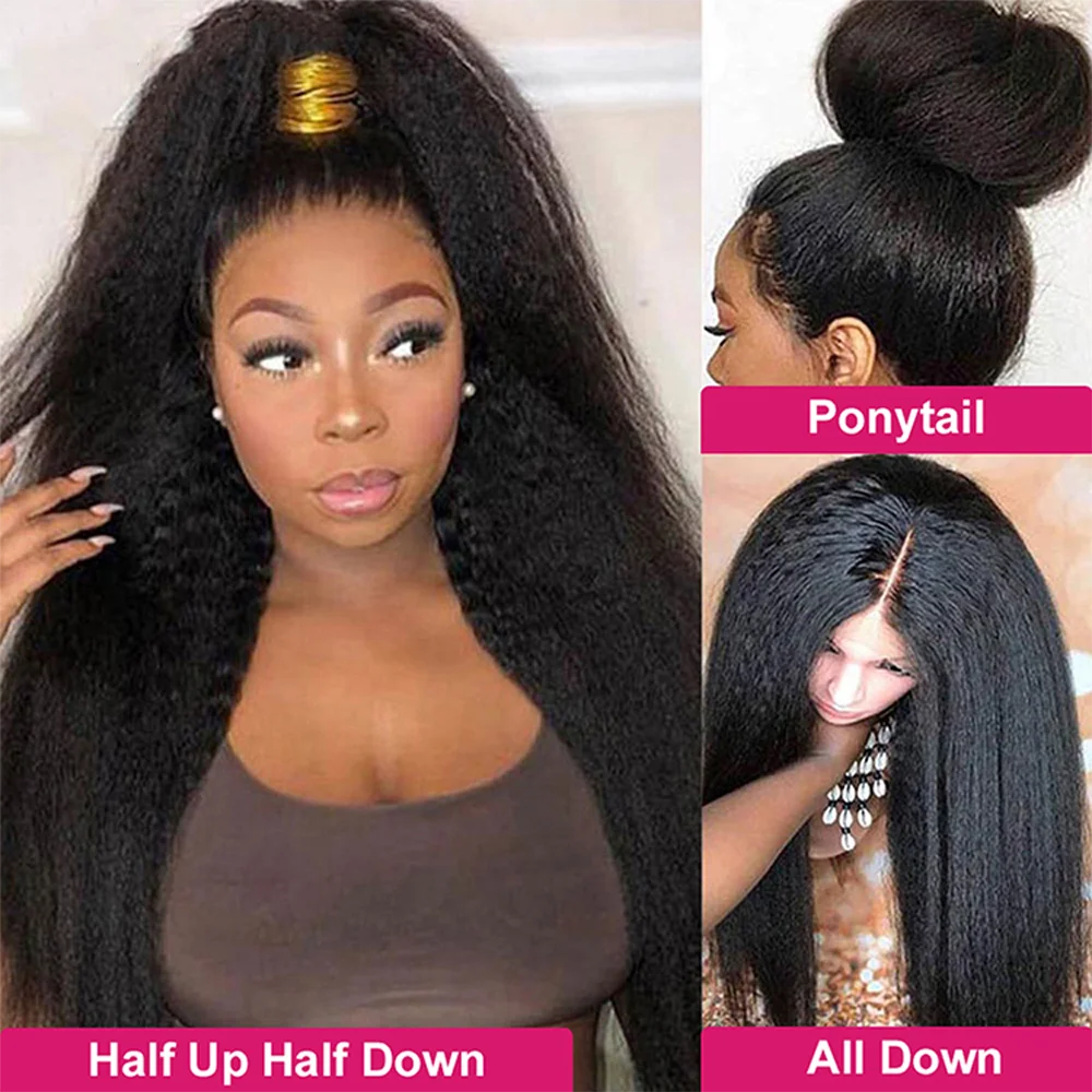 Kinky Straight Human Hair Wigs 13x4 Lace Front Wigs For Women HD Glueless Wig Human Hair Brazilian 4x4 Lace Closure Wig On Sale