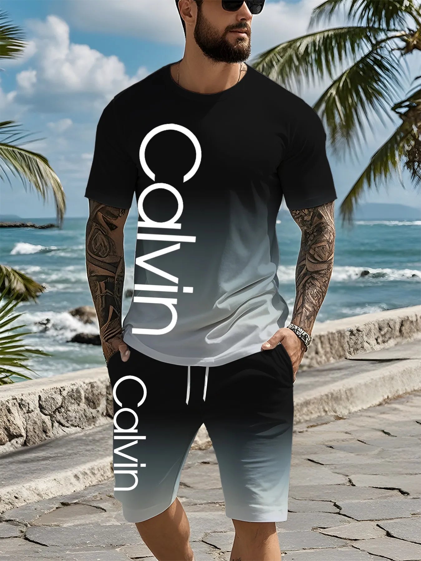 The new high-end men's 2025 suit features a casual color combination and a novel summer outfit