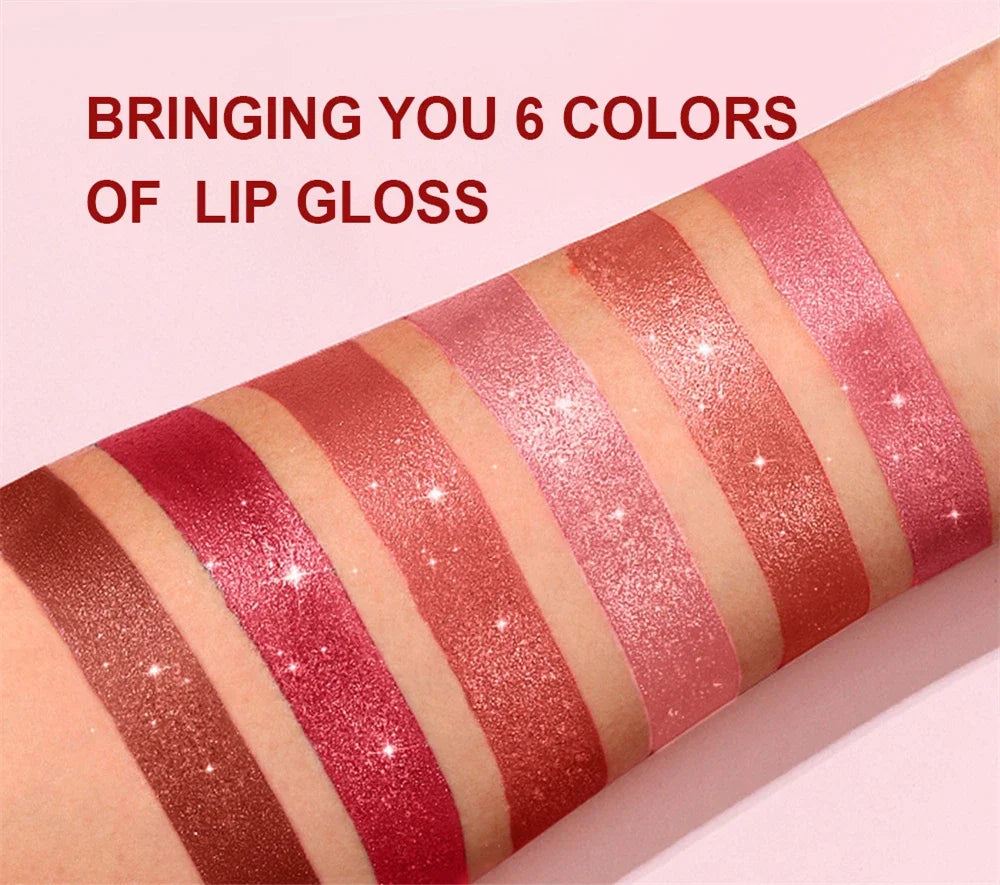 Chocolate Brown Luxurious Metallic Glitter Lipstick Long-Lasting Waterproof Non-Fade Shimmery Pearl Sparkling Lip Gloss Makeup