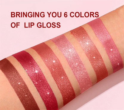 Chocolate Brown Luxurious Metallic Glitter Lipstick Long-Lasting Waterproof Non-Fade Shimmery Pearl Sparkling Lip Gloss Makeup
