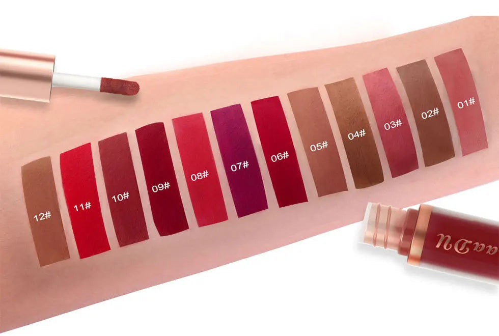 CmaaDu 12Color Long-Lasting Lip Sense Color Makeup Waterproof  Lipsticks Matte Velvet Lip Gloss