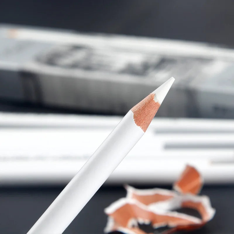 12pcs/box High Gloss Painting White Charcoal Pen Brown Comic Sketch Design Stroke Pen School Graffiti Art Supplies