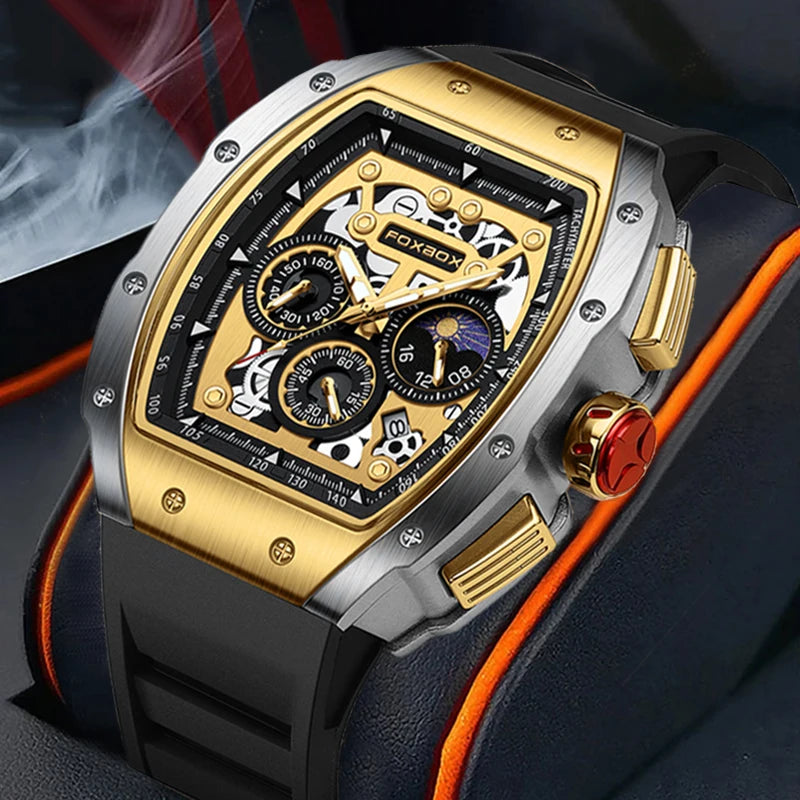 Relogio Masculino FOXBOX Men Watch LIGE Top Brand Luxury Military Square Watch Men Military Waterproof Quartz Watches For Men