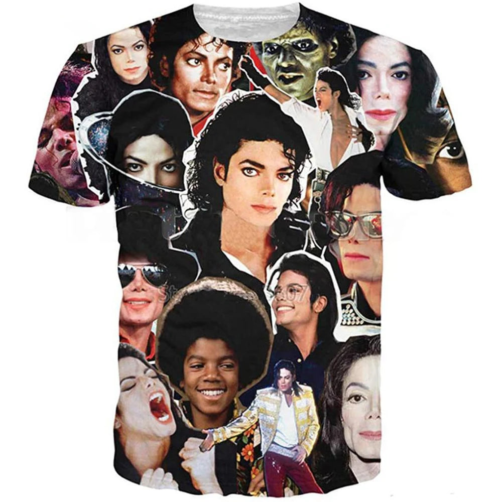Summer fashion Michael Jackson hip-hop singer retro cool casual men Harajuku streetwear short sleeved