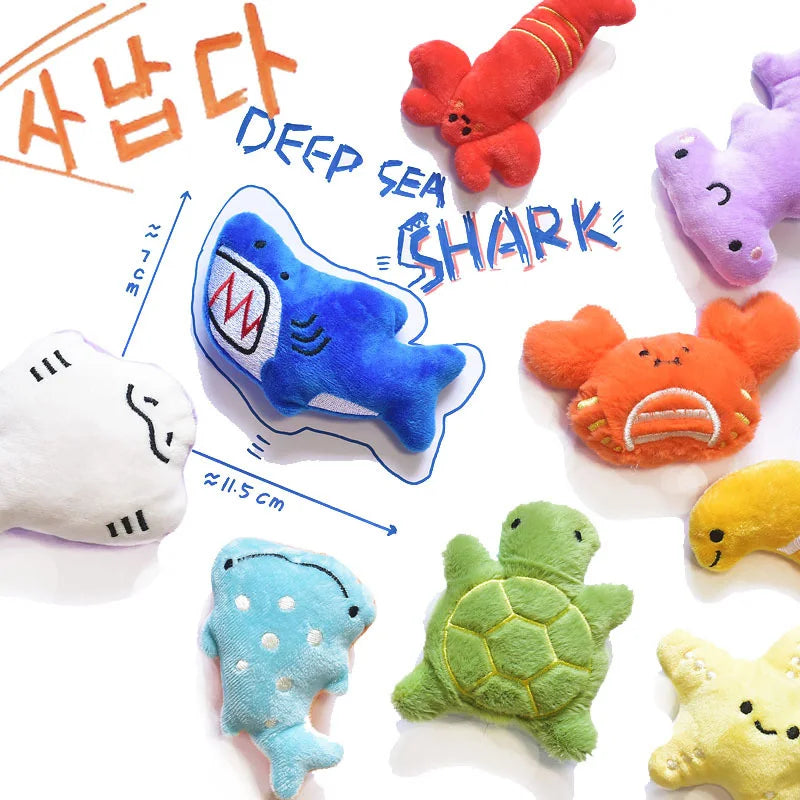 Colorful Marine Animal Plush Pet Sound Toy Cute Mini Dog Cat Voice Interaction Self Fun Prop Creative Shark Whale Pet Supplies