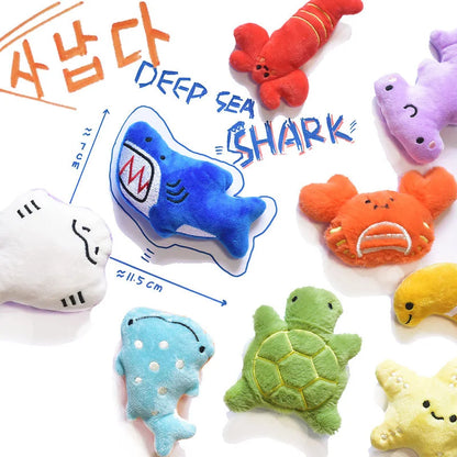 Colorful Marine Animal Plush Pet Sound Toy Cute Mini Dog Cat Voice Interaction Self Fun Prop Creative Shark Whale Pet Supplies