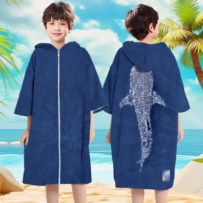 Kids Hooded Bath Beach Poncho Towels Microfiber Swim Cover-ups Surf Poncho Quick Dry Changing Bathrobe Child Swimming Towels