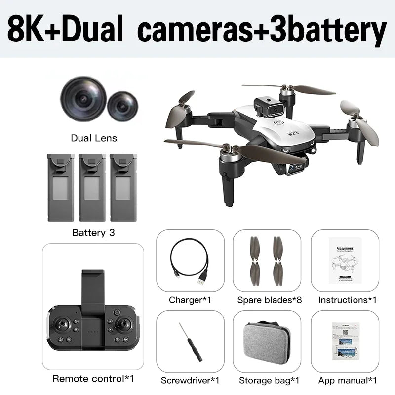 Lenovo S2S Mini Drone 8K HD Professional 4K Dual Camera Obstacle Avoidance Brushless Motor Foldable Rc Quadcopter Toys Gift