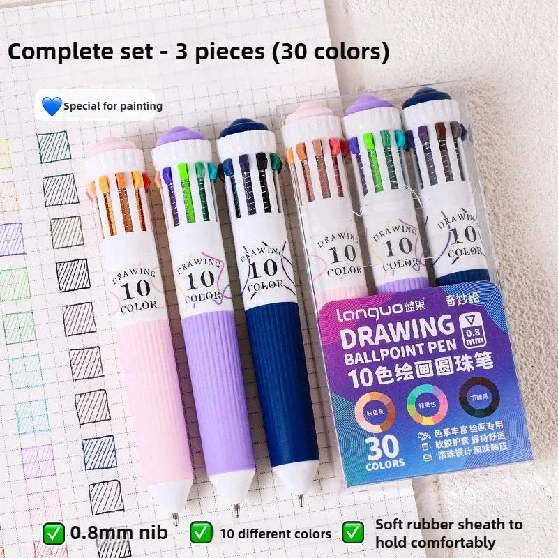 Languo 120 Color Ballpoint Pen 0.8mm Cartoon Soft Grip Press Multicolor Writing Pen for Drawing Overlay School Office Supplies