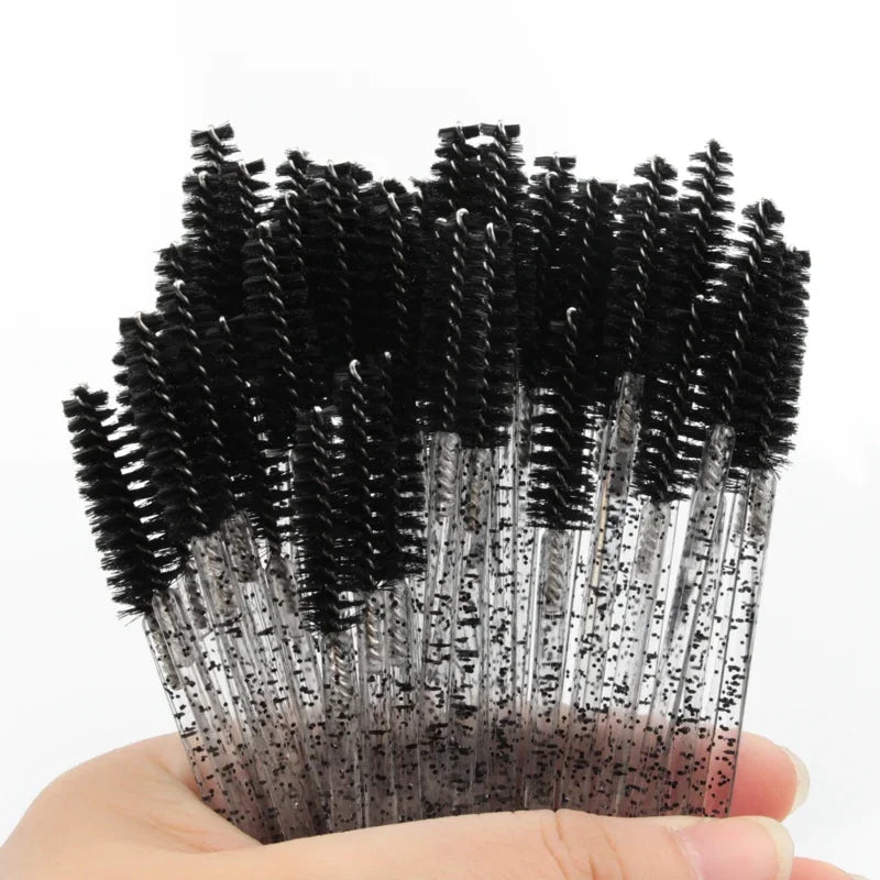 HOT 5/25/50pcs Mascara Wands Applicator Cosmetics Eyelash Brush Comb Crystal Eyelash Brushes Makeup Beauty Wholesale Eye Brush