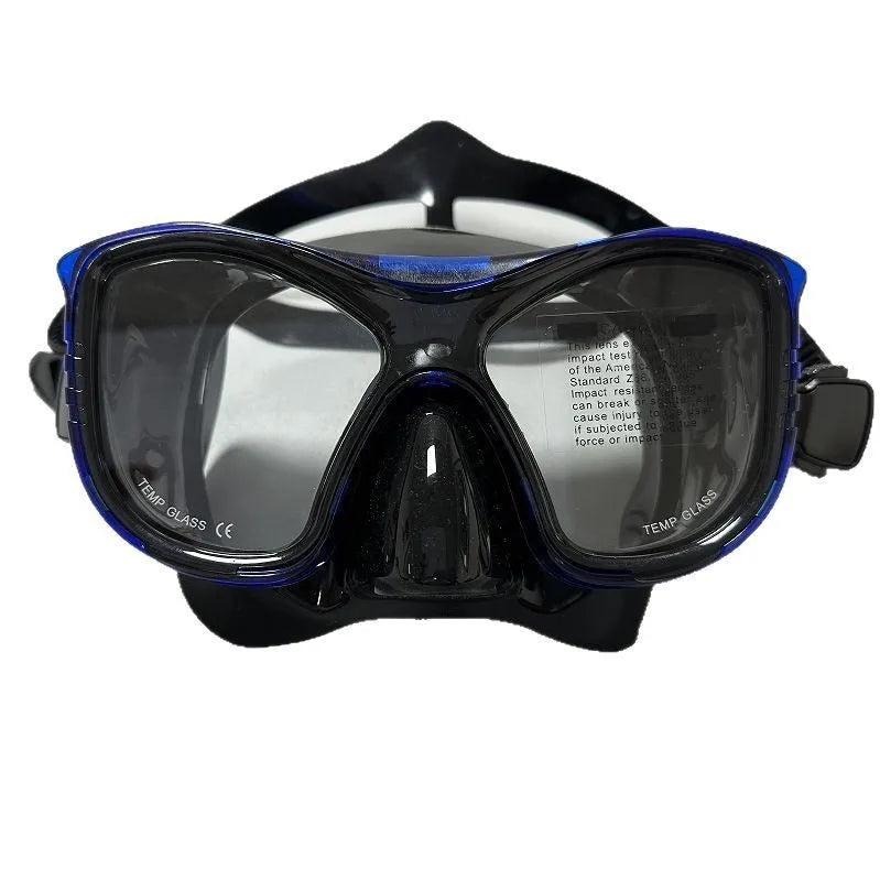 Large-Frame Diving Goggles Set: Silicone, Wide View, Tempered Glass