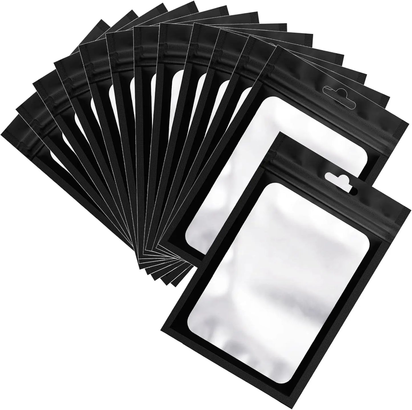 10/50 Pcs Resealable Mylar Bags, Sealable Odor Proof Foil Pouch Bag with Clear Window Jewelry Small Bussiness Packaging Supplies