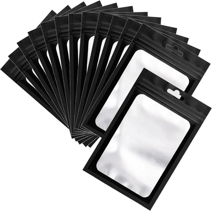 10/50 Pcs Resealable Mylar Bags, Sealable Odor Proof Foil Pouch Bag with Clear Window Jewelry Small Bussiness Packaging Supplies