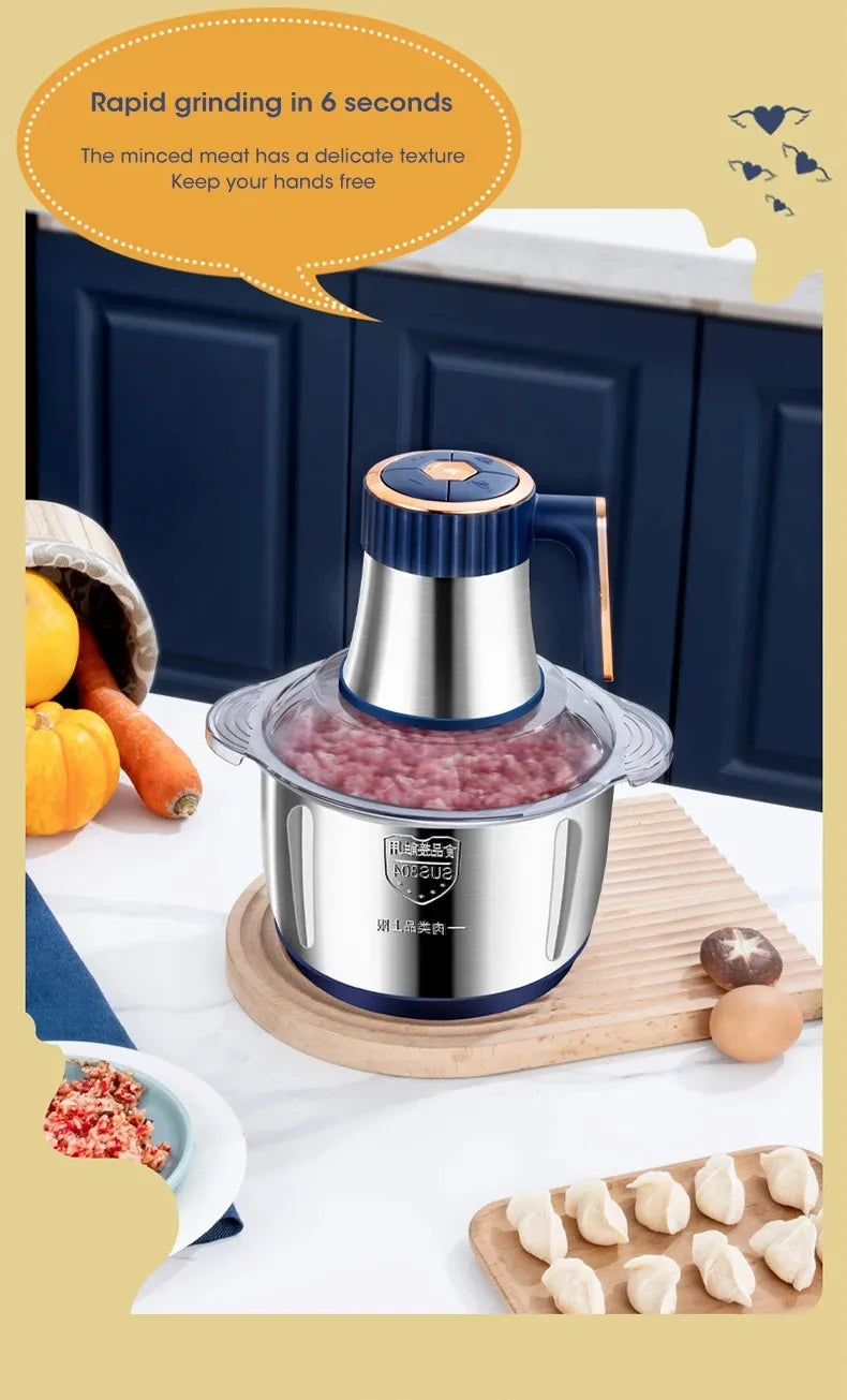 304 Stainless Steel Multifunctional Electric Food Processor 2L 3L 5L Meat Grinder Mincer Vegetable Chopper Slicer 220V EU Plug