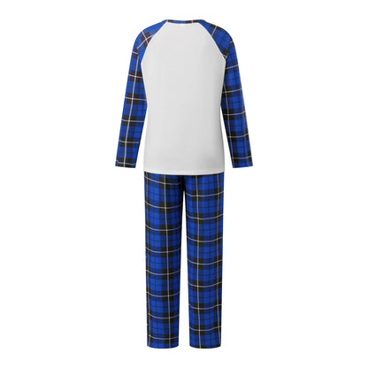 Christmas Family Matching Pajamas Sets Adults Kids Letter Tree Printed Long Sleeve Tops with Plaid Pants Xmas Family Sleepwear